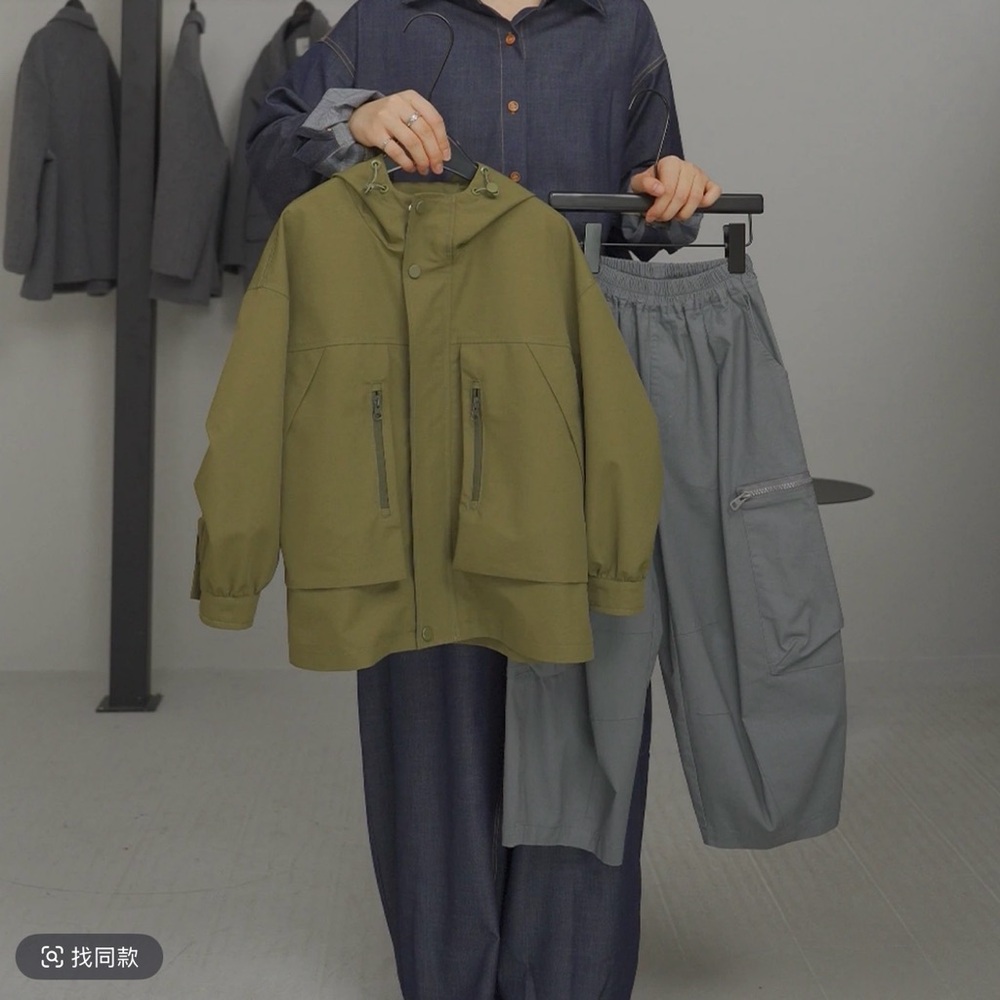 Kids Olive Green Hooded Jacket - Picture 2 of 3